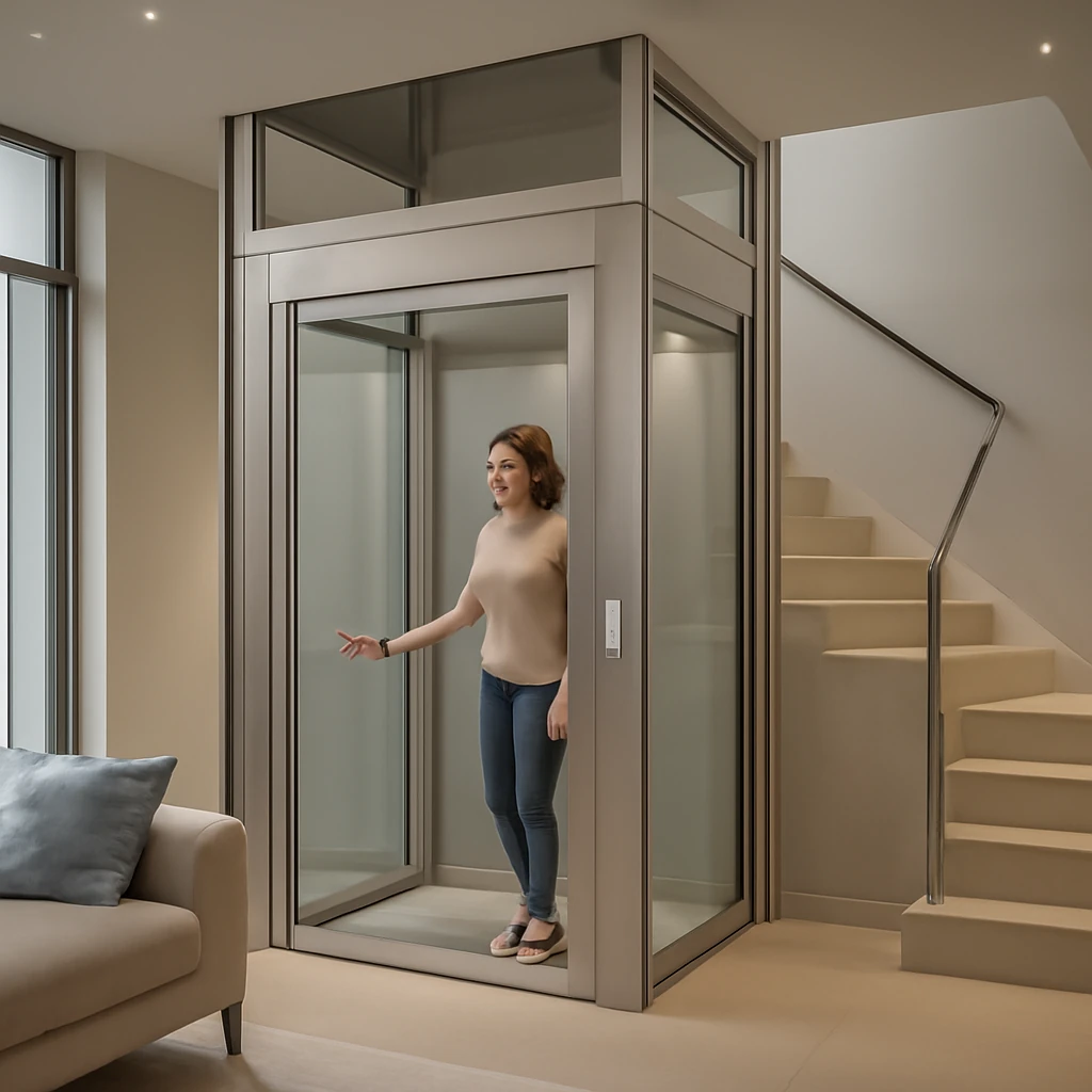 Modern home lift installed inside a residential house for easy multi-floor access