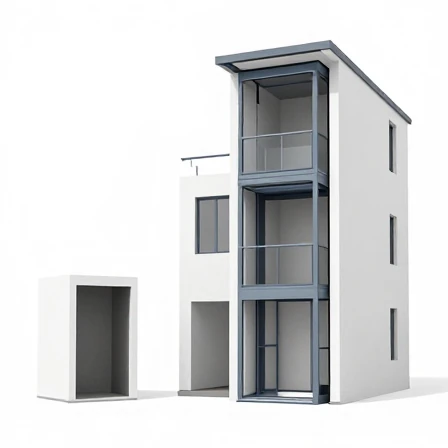 Home lift installed in a compact residential space showing minimal footprint and vertical shaft design
