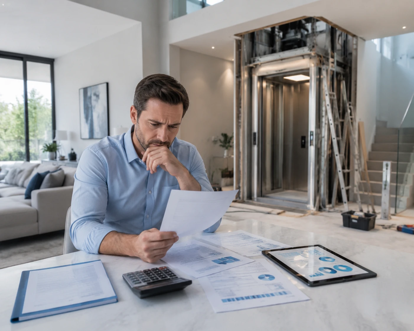 Hidden costs of home lift installation including maintenance, permits, and upgrades in a residential setting