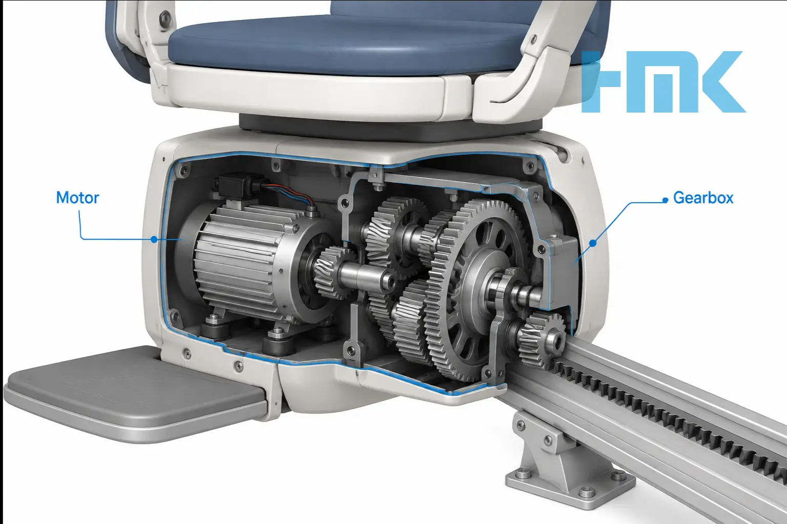 Stairlift gearbox and motor