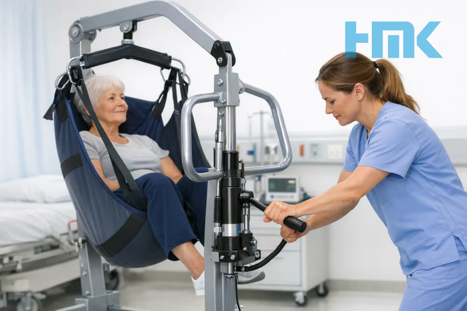 Manual hydraulic patient lift