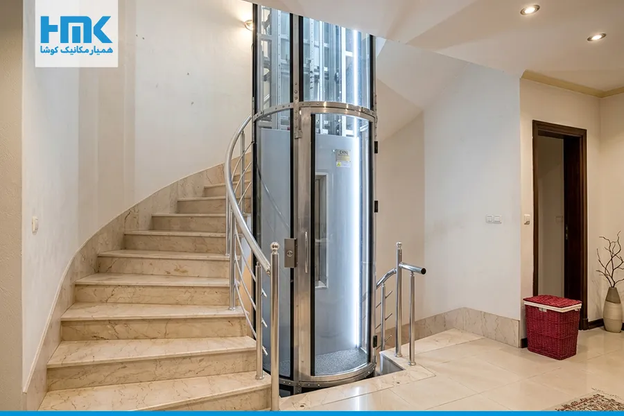 آسانسور گرد با طراحی مدرن و لوکس