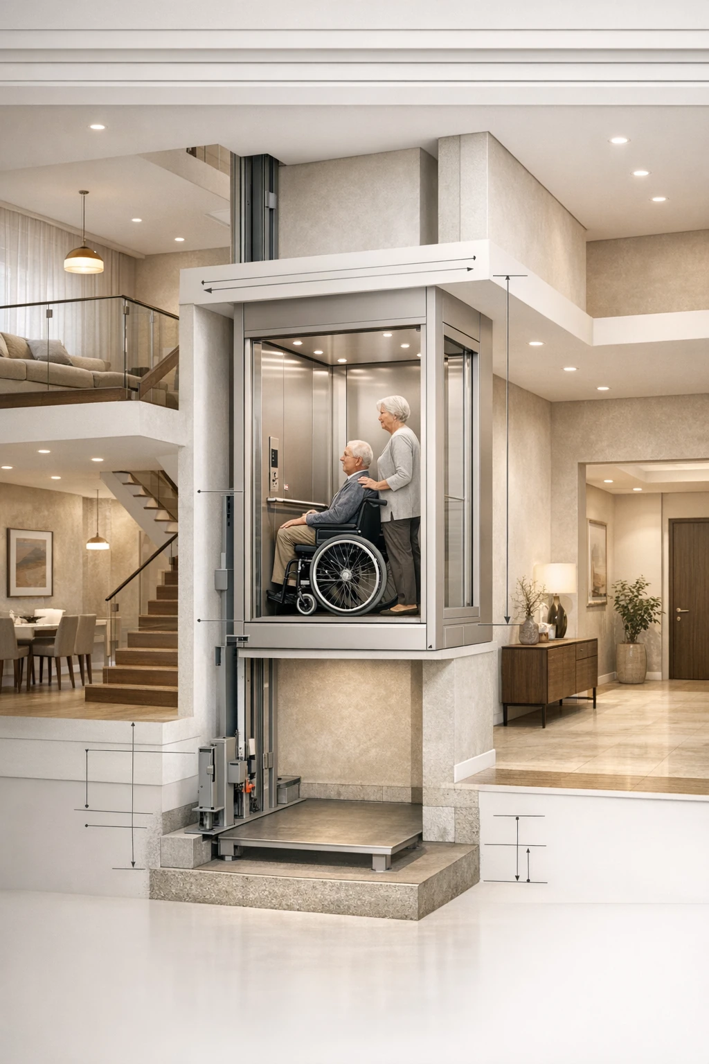 Wheelchair accessible pitless home lift