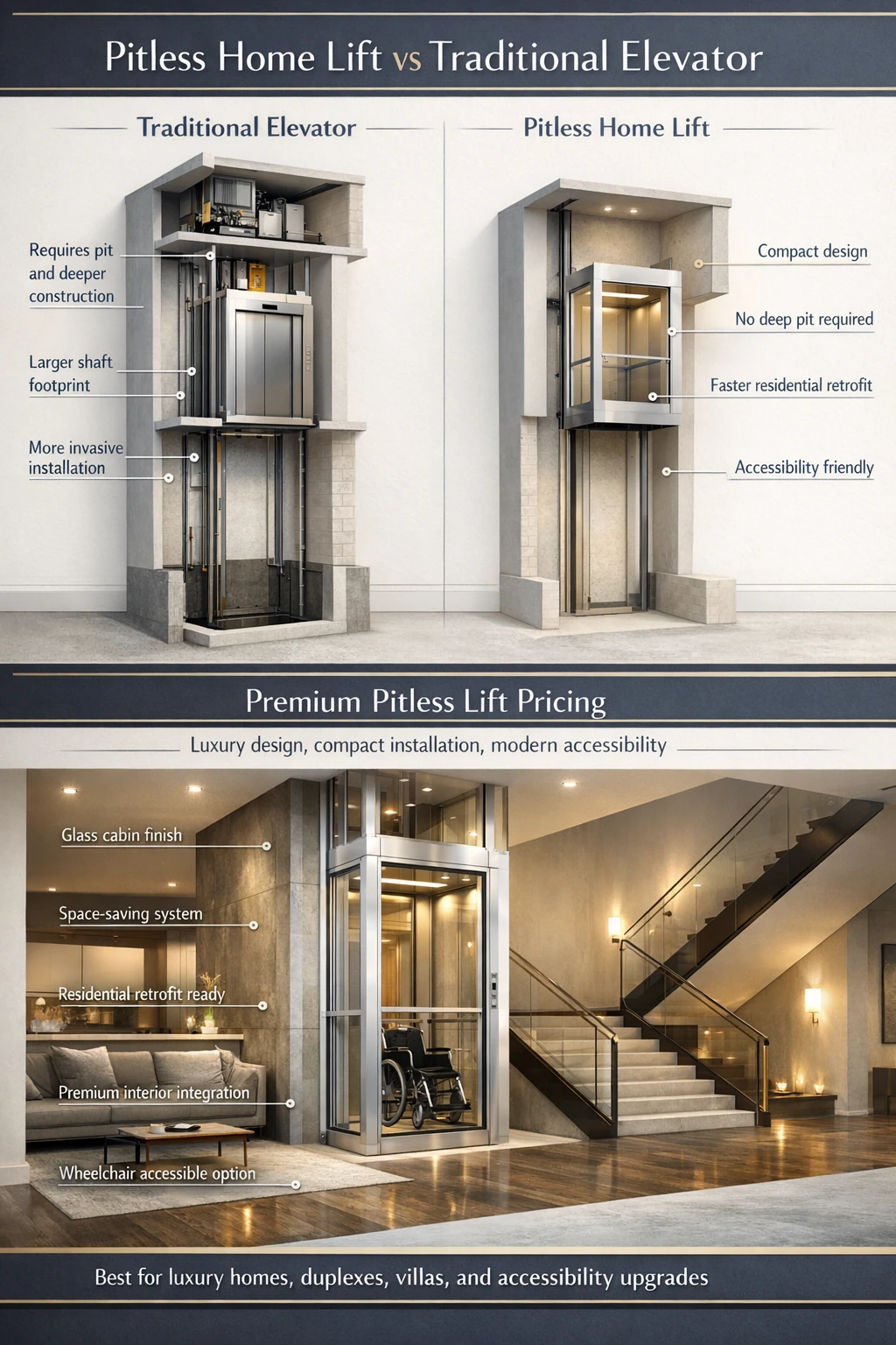Modern residential pitless lift comparison